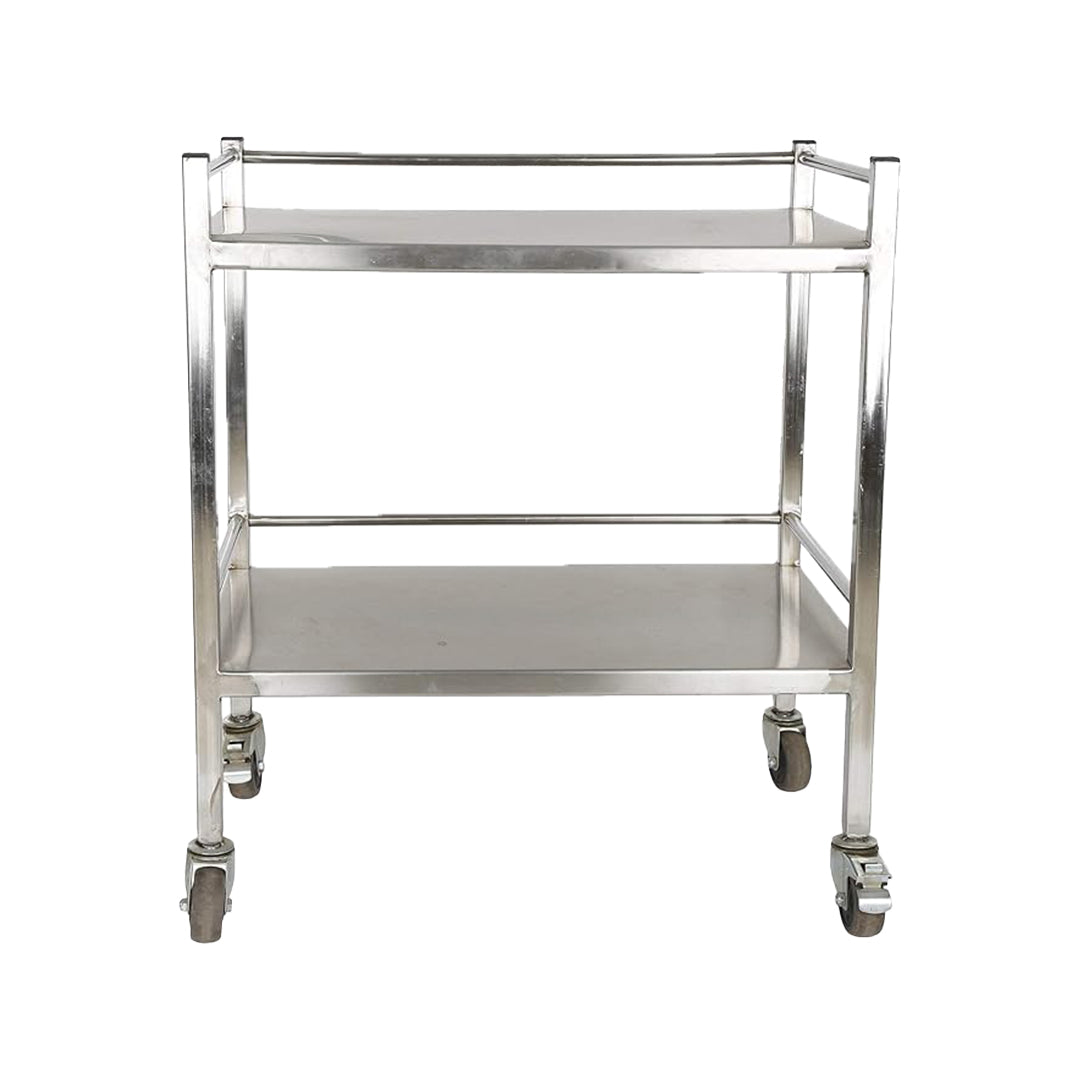 Inaithiram SSIT2RPU Stainless Steel 2 Shelves Instrument Trolley Front View