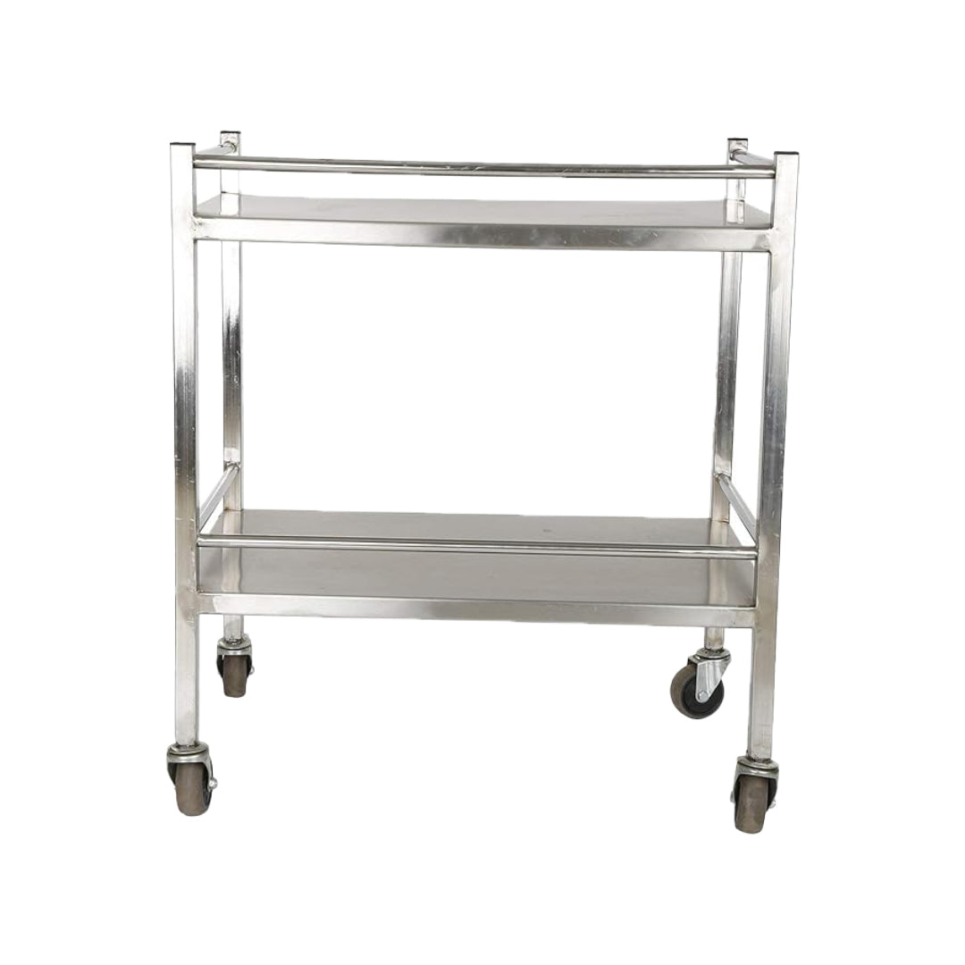 Inaithiram SSIT2RPU Stainless Steel 2 Shelves Instrument Trolley Back View