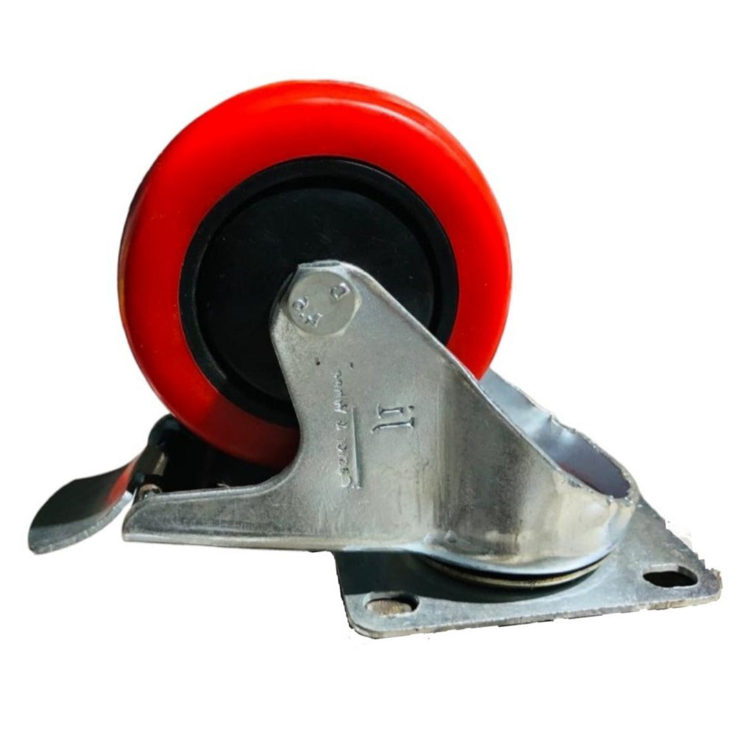 Inaithiram 4" inch PU Swivel Wheels with Brackets and Fasteners - Polyurethane 100mm 360* Swivel PU Wheels with Brake