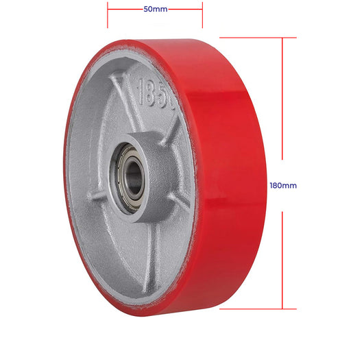 Inaithiram 7" inch PU Wheels - Polyurethane 180X50mm PU Wheels Red Colour