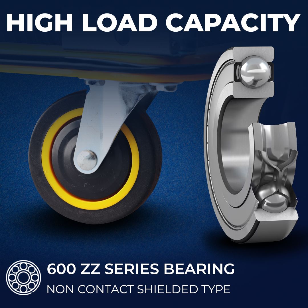 Inaithiram PT150 Platform Trolley PU wheels with 600ZZ Series bearing for High Load Capacity 