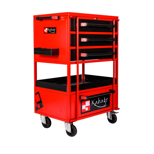 Kabage 3DTTC150RA 3 Drawer Tool Trolley with Cabinet 150kg Capacity