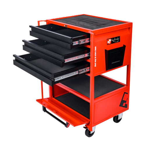 Kabage 3DTTC150RB 3 Drawer Tool Trolley with Cabinet 150kg Capacity