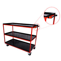 Kabage 3TTT150R 3 Tray Table Trolley 150kg Capacity with Rubber Wheels Closeup of Handle