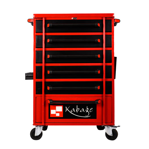 Kabage 5DTTC150RA 5 Drawer Tool Trolley with Cabinet 150kg Capacity with Rubber Wheels Front View