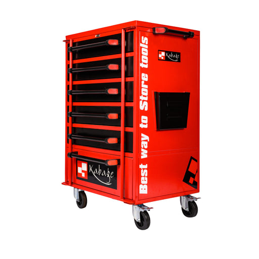 Kabage 5DTTC150RA 5 Drawer Tool Trolley with Cabinet 150kg Capacity Red Colour