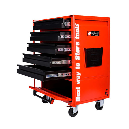 Kabage 5DTTC150RB 5 Drawer Tool Trolley with Cabinet 150kg Capacity Red Colour