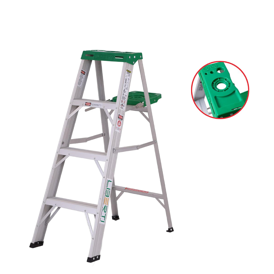 Liberti ASL4FT Aluminium Step Ladder 03 steps 4ft height 90kg Capacity With Utility Tray