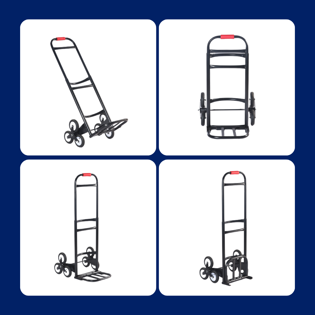 Inaithiram HT70WB Staircase Climbing Hand Truck for Cylinders and Water Barrels 70kg Capacity Foldable Portable Extendable side view front view extended view