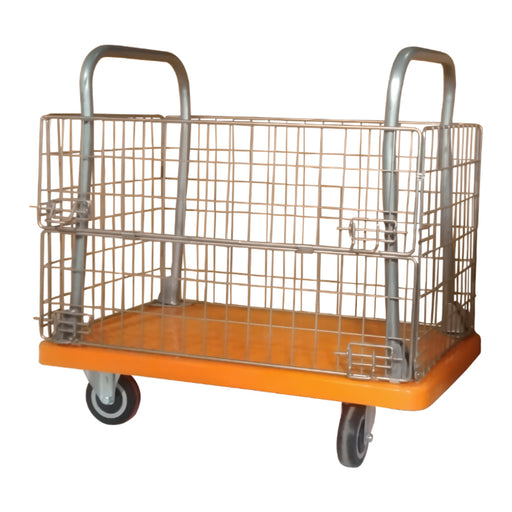 SRP PBT300PU Plastic Platform Basket Trolley 300kg Capacity Orange Colour