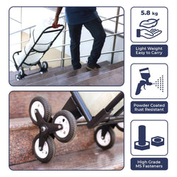 Inaithiram HT70WB Staircase Climbing Hand Truck for Cylinders and Water Barrels 70kg Capacity Carries the load easily in staircases and steps