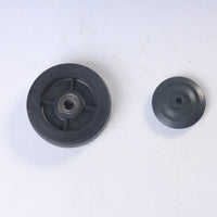 Inaithriam 5' inch PU Wheels with Brackets and Fasteners - Fixed Type Polyurethane 125mm PU Wheels with dust caps disassembled top view